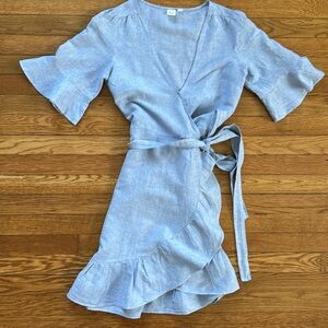 Gap Short Sleeve Linen Wrap Dress